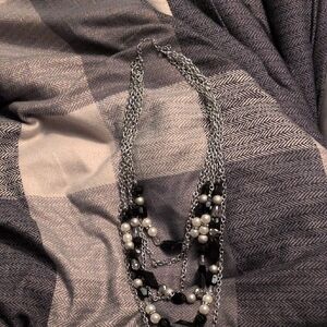 Silver And Black Layered Necklace